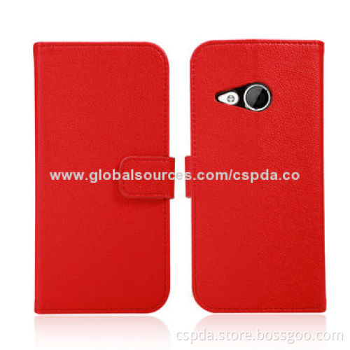 Wallet Design Back Stand PU Leather Mobile Phone Case for HTC One M8 Mini, with Card Slots and Clasp